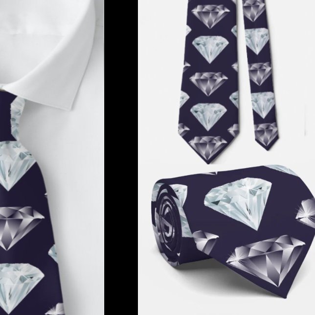 Corbata Patrón de diamante Bling Navy Blue Luxury Elegant (Subido por el creador)