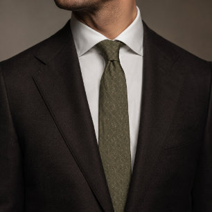 Corbata Patrón de diamante botánico verde oliva de lujo
