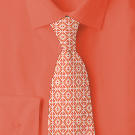 Corbata Patrón de diamante coral y blanco