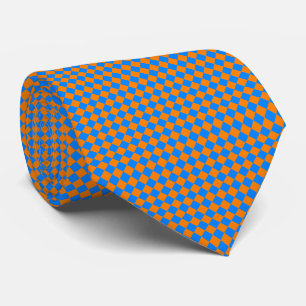 Corbata Patrón de diamante de cuadros azul naranja