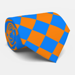 Corbata Patrón de diamante de cuadros azul naranja