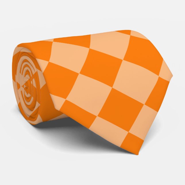 Corbata Patrón de diamante de cuadros naranja (Enrollado)