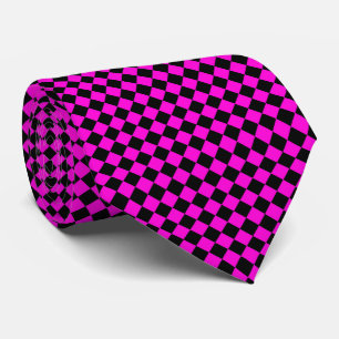 Corbata Patrón de diamante de cuadros rosa y negro