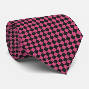 Corbata Patrón de diamante de cuadros rosa y negro