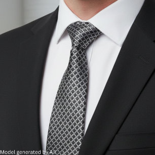 Corbata Patrón de diamante geométrico gris carbón