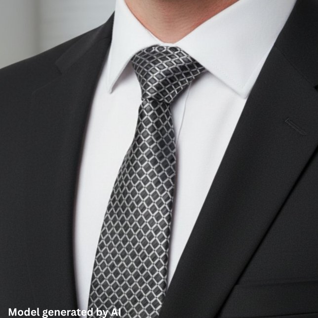 Corbata Patrón de diamante geométrico gris carbón (Subido por el creador)