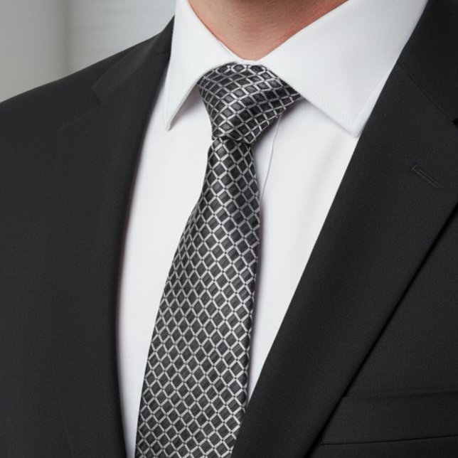Corbata Patrón de Diamante Geométrico Gris Carbón (Subido por el creador)