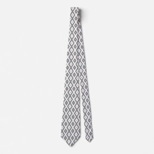 Corbata Patrón de diamante gris y blanco