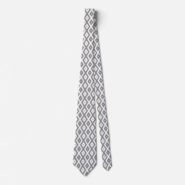 Corbata Patrón de diamante gris y blanco (Anverso)