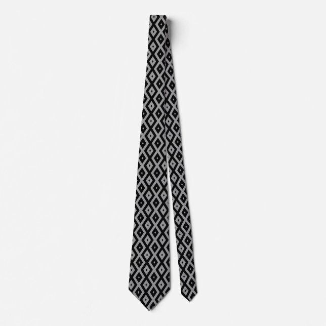 Corbata Patrón de diamante gris y negro (Anverso)