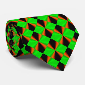 Corbata Patrón de diamante negro verde naranja