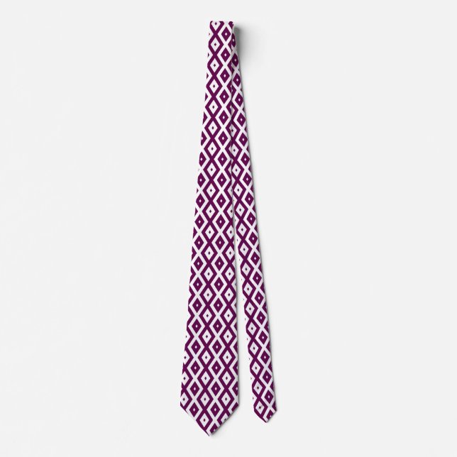 Corbata Patrón de diamante púrpura y blanco (Anverso)