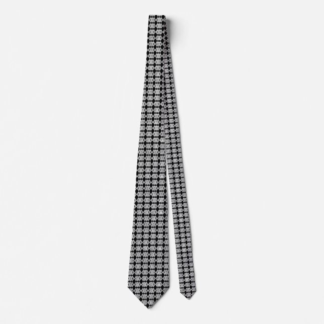 Corbata Patrón de Diamante Superpuesto con Brillo Plateado (Anverso)