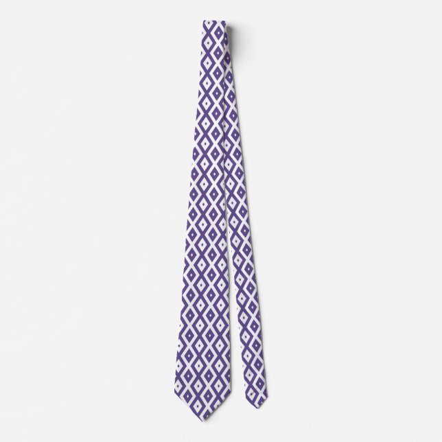 Corbata Patrón de diamante ultravioleta y blanco (Anverso)