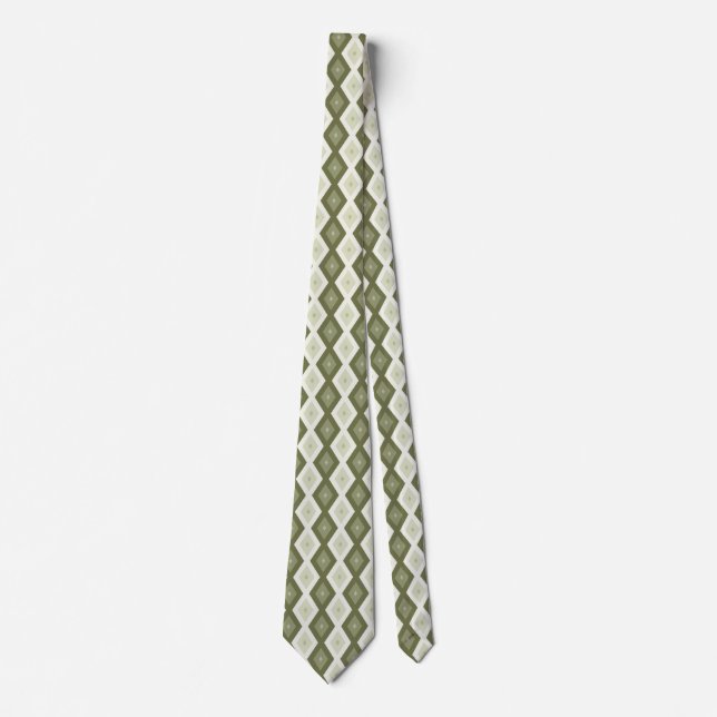 Corbata Patrón de diamante verde oliva (Anverso)