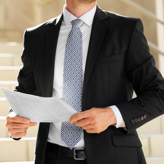 Corbata Patrón de diamantes azules de la marina (Subido por el creador)