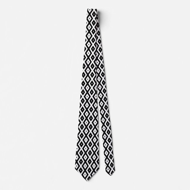 Corbata Patrón de diamantes en blanco y negro (Anverso)