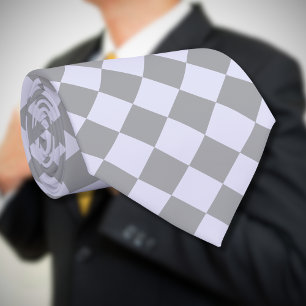 Corbata Patrón de diamantes en gris y lavanda