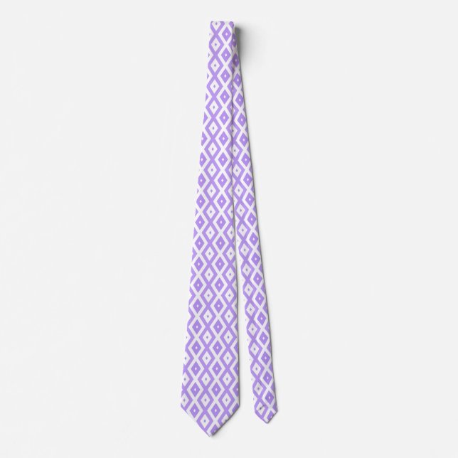 Corbata Patrón de diamantes morado y blanco (Anverso)