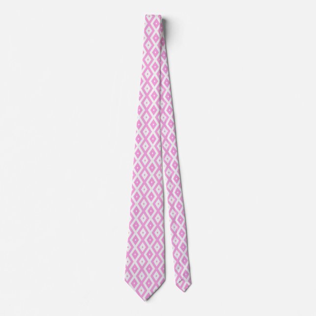 Corbata Patrón de diamantes rosa y blanco (Anverso)