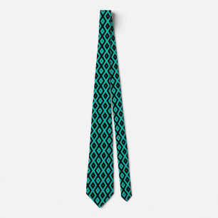Corbata Patrón de diamantes turquesa y negro