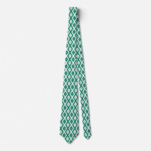 Corbata Patrón de diamantes verdes y blancos de los bosque