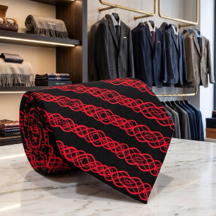 Corbata Patrón de dibujo de línea curva retorcida en negro