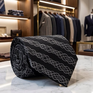 Corbata Patrón de dibujo de línea curva retorcida gris sob