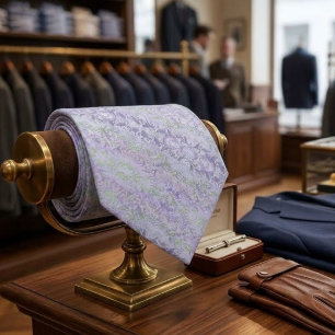 Corbata Patrón de dibujo de viña rastrera frondosa en suav