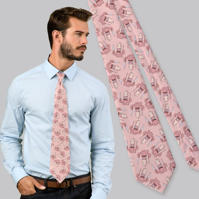 Corbata Patrón de dibujos animados de chef calamar (Subido por el creador)