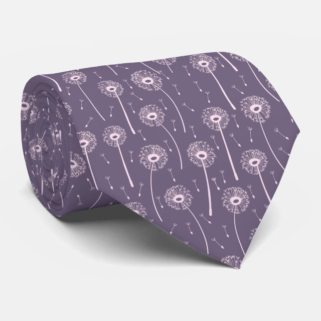 Corbata Patrón de dientes de león bohemio rosa azul (Enrollado)