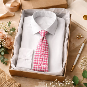 Corbata Patrón de Dientes de Perro Rosados Estilo Clásico 