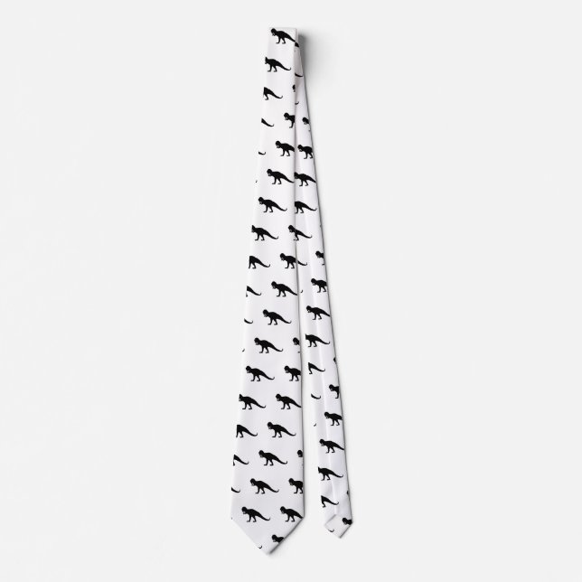 Corbata Patrón de dinosaurios negros (Anverso)