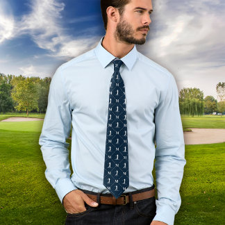 Corbata Patrón de diseño inicial del monograma Golfer