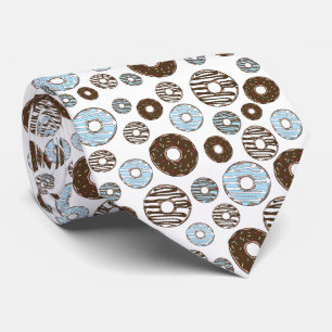 Corbata Patrón De Donuts, Donuts Azules, Donuts Marrones