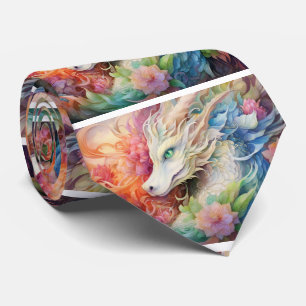 Corbata Patrón de dragón chino arcoiris