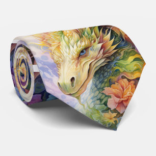 Corbata Patrón de dragón chino arcoiris