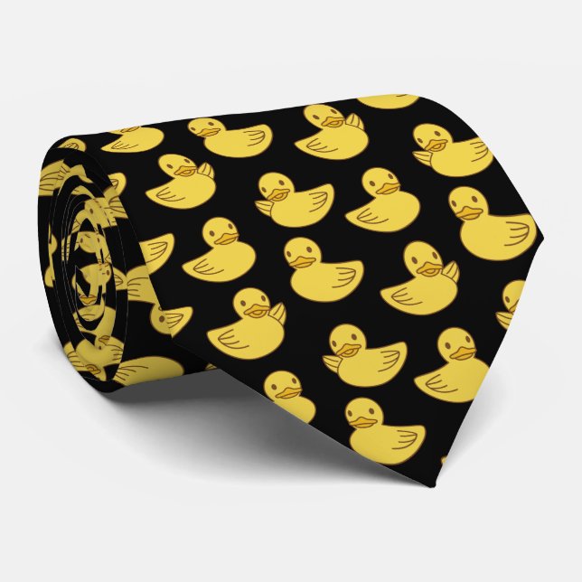Corbata Patrón de dudoso amarillo lindo Ducks negro (Enrollado)