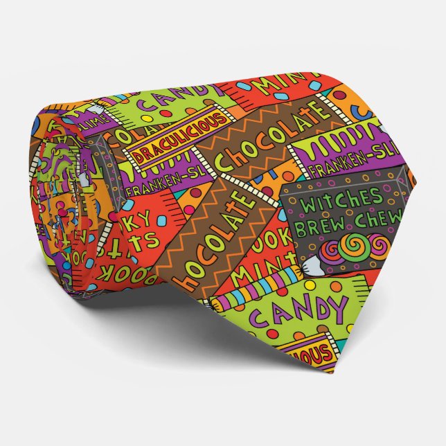 Corbata Patrón de dulces de Halloween (Enrollado)