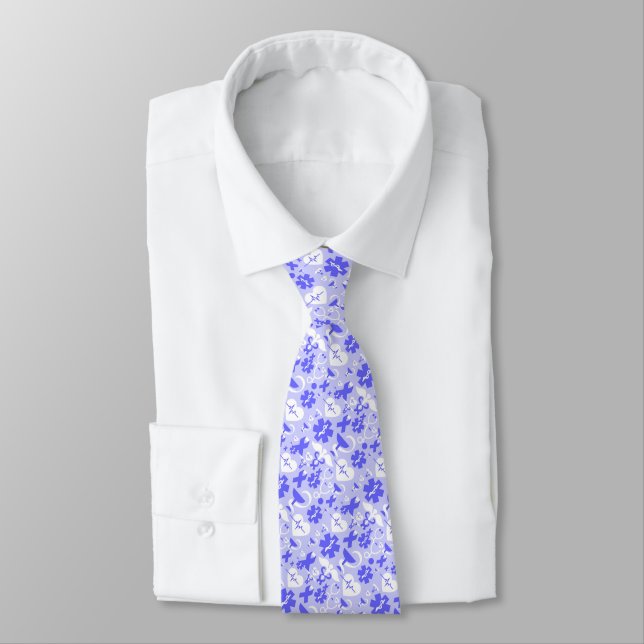 Corbata patrón de elemento de farmacia blanco azul (Atado)