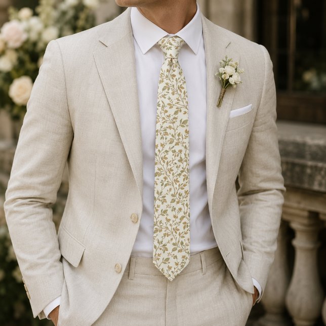 Corbata Patrón de enredadera de hoja marrón dorado  (Subido por el creador)
