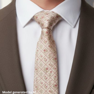 Corbata Patrón de enrejado floral rosa Vintage Blush