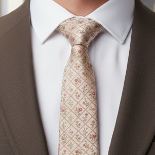Corbata Patrón de enrejado floral rosa Vintage Blush