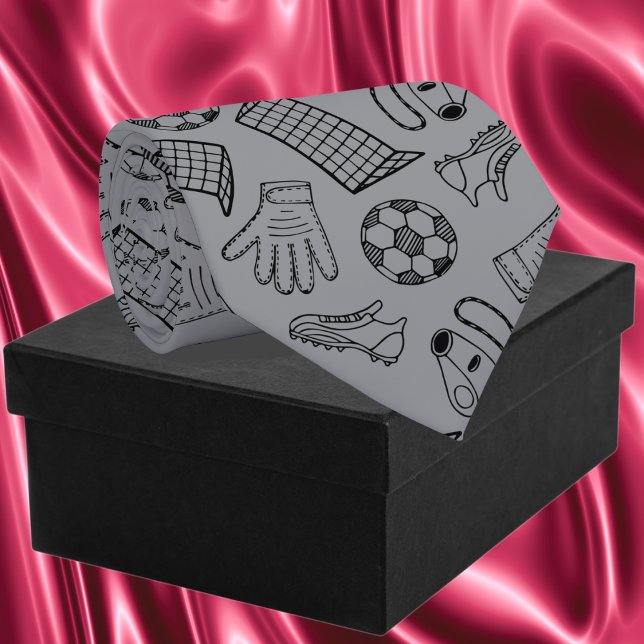Corbata Patrón de equipo de fútbol gris (Gray Soccer Equipment Pattern Neck Tie)