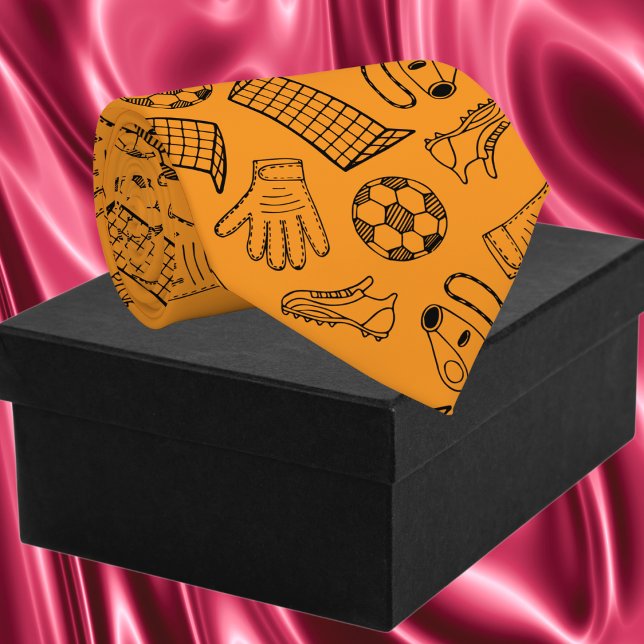 Corbata Patrón de equipo de fútbol naranja (Orange Soccer Equipment Pattern Neck Tie)