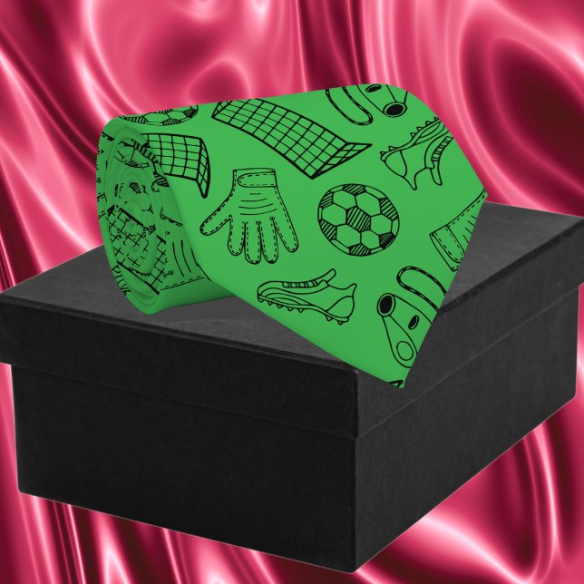 Corbata Patrón de equipo de fútbol verde (Green Soccer Equipment Pattern Neck Tie)