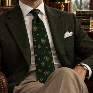 Corbata Patrón de equitación de herencia ecuestre verde pr