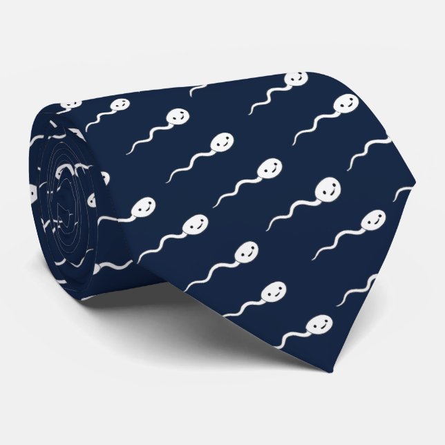 Corbata Patrón de esperma blanco sonriente lindo (Enrollado)