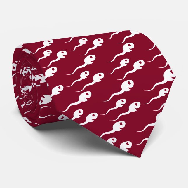 Corbata Patrón de esperma sonriente blanco sobre fondo bur (Enrollado)