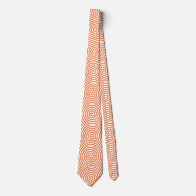 Corbata Patrón de espiral - Peach y White (Anverso)